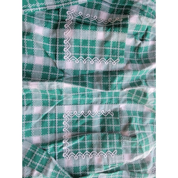 Vintage Green Checked Plaid Half Waist Arpon Great Details Countrycore Farmhous - Picture 5 of 14